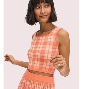 KATE SPADE NEW YORK Women's Plaid Sleeveless Sweater In Lychee